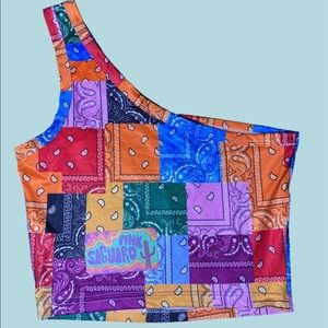 3/$20 SHEIN Tie-Dye Bandana One Shoulder Crop Top